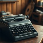 Máquina de escribir antigua sobre una mesa de madera