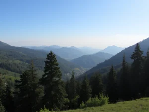 Vista panorámica de montañas y bosques en Araba