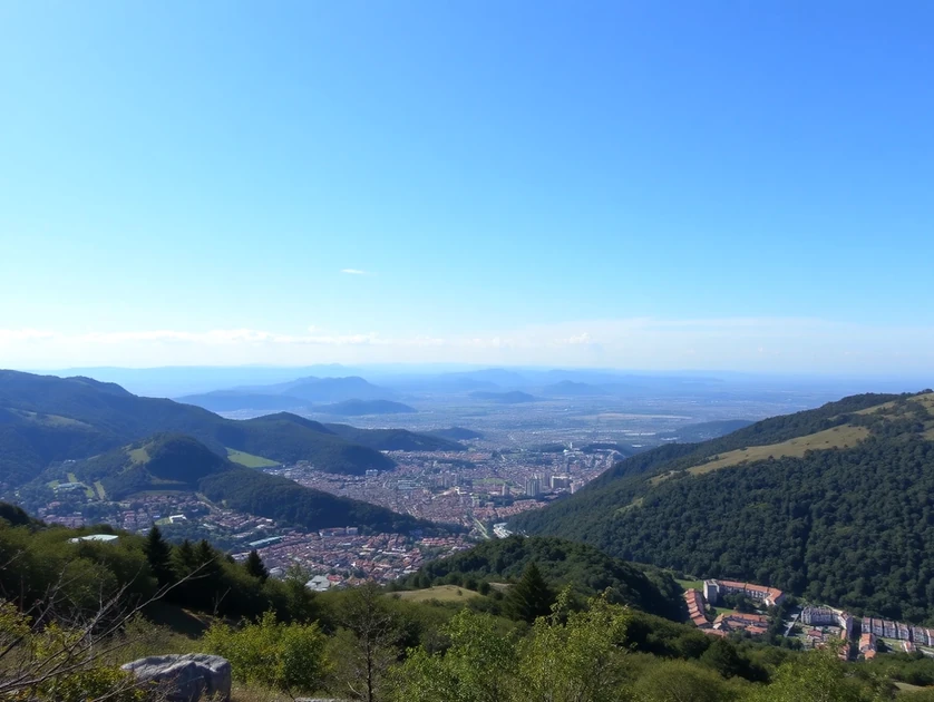 Vista panorámica de Bilbao y montañas en Euskadi