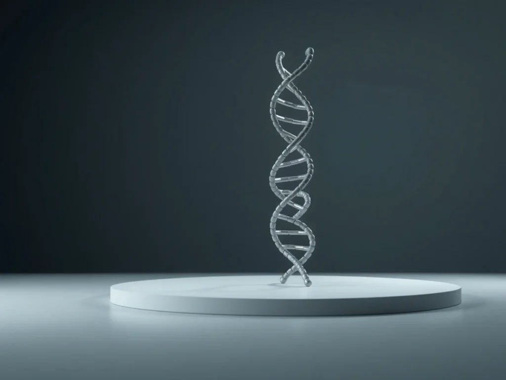 Estructura de doble hélice de ADN en un fondo oscuro
