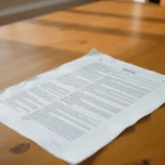 Documento impreso sobre una mesa de madera clara