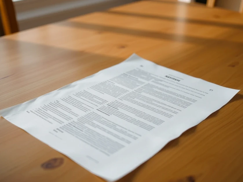 Documento impreso sobre una mesa de madera clara