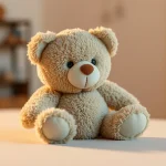 Osito de peluche sentado sobre una superficie clara