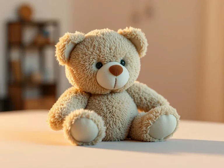 Osito de peluche sentado sobre una superficie clara