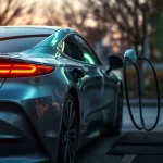 Coche eléctrico cargándose en una estación de carga