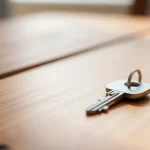 Llave sobre una mesa de madera clara