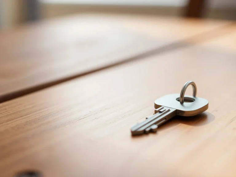 Llave sobre una mesa de madera clara