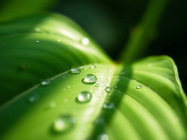 Gota de agua sobre hoja verde, simbolizando sostenibilidad.