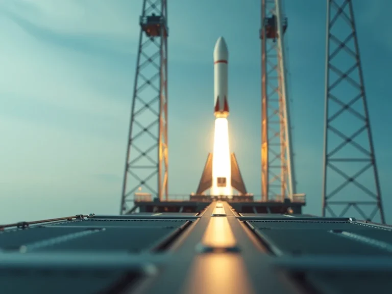 Cohete despegando desde una plataforma de lanzamiento