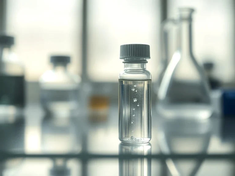 Frascos de laboratorio con líquidos en un entorno científico