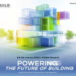 Gráfico colorido de edificios en 3D en un fondo claro.