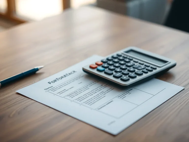 Calculadora sobre un formulario de declaración de impuestos