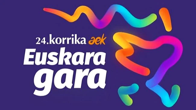 Logo colorido de la Korrika 2026 con el texto 'Euskara gara'