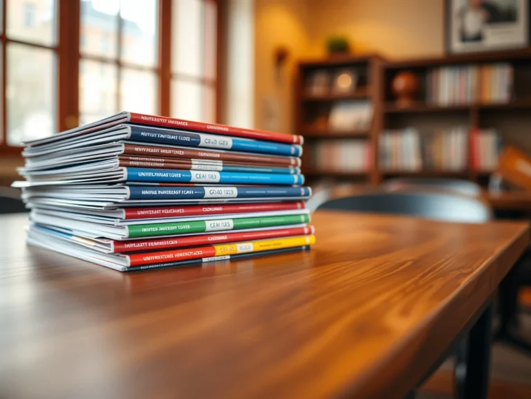 Pila de revistas académicas sobre una mesa de madera