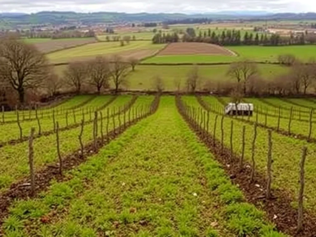 Vista de viñedos en Zigoitia con paisaje rural