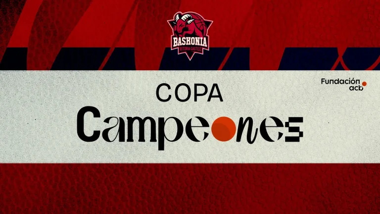 Logo de Baskonia y texto Copa Campeones en fondo rojo