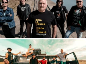 Grupo de músicos posando en un entorno al aire libre