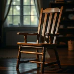 Silla de madera en un ambiente acogedor y luminoso.