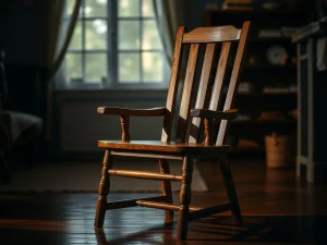 Silla de madera en un ambiente acogedor y luminoso.