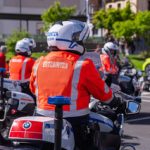 Agentes de seguridad en motocicletas durante un evento en Euskadi