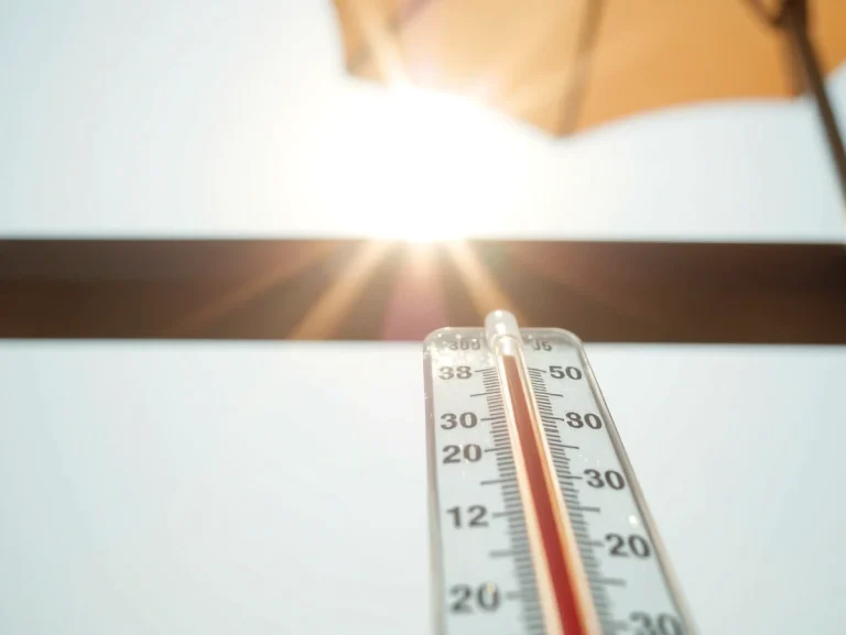 Termómetro mostrando temperaturas altas bajo el sol