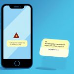 Teléfono móvil mostrando un mensaje de advertencia sobre SMS falsos.