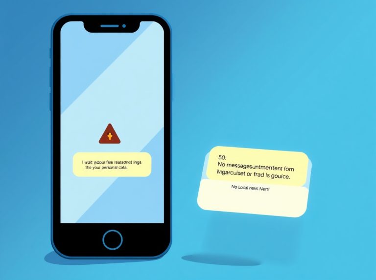 Teléfono móvil mostrando un mensaje de advertencia sobre SMS falsos.