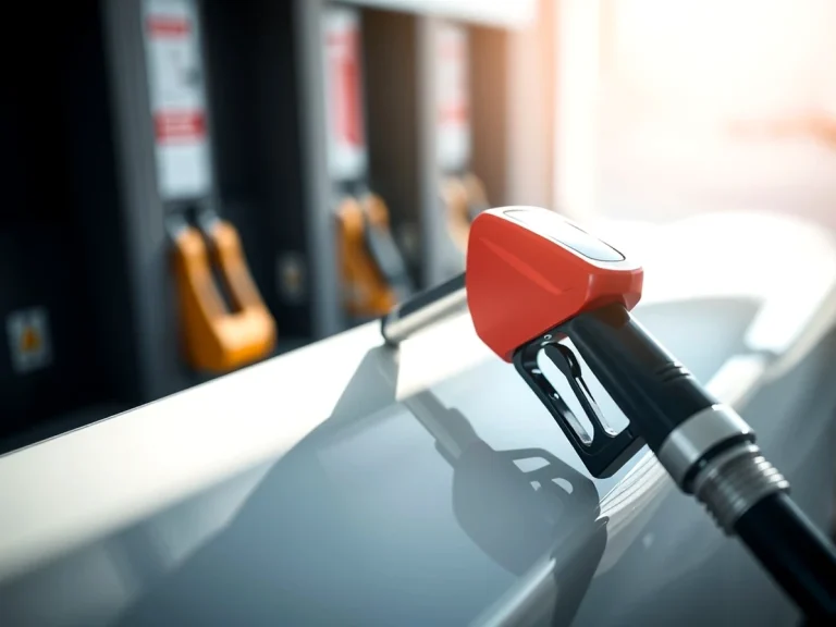 Manguera de gasóleo en una estación de servicio moderna
