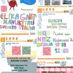 Carteles coloridos sobre campaña escolar contra el despilfarro alimentario en Laudio.