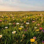 Campo lleno de flores silvestres en un día soleado