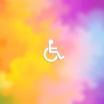 Símbolo de accesibilidad sobre fondo colorido