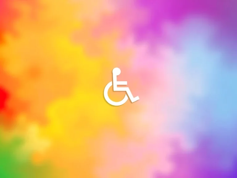 Símbolo de accesibilidad sobre fondo colorido