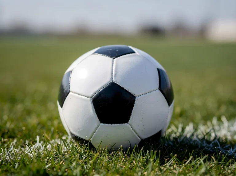 Balón de fútbol sobre un campo de hierba verde