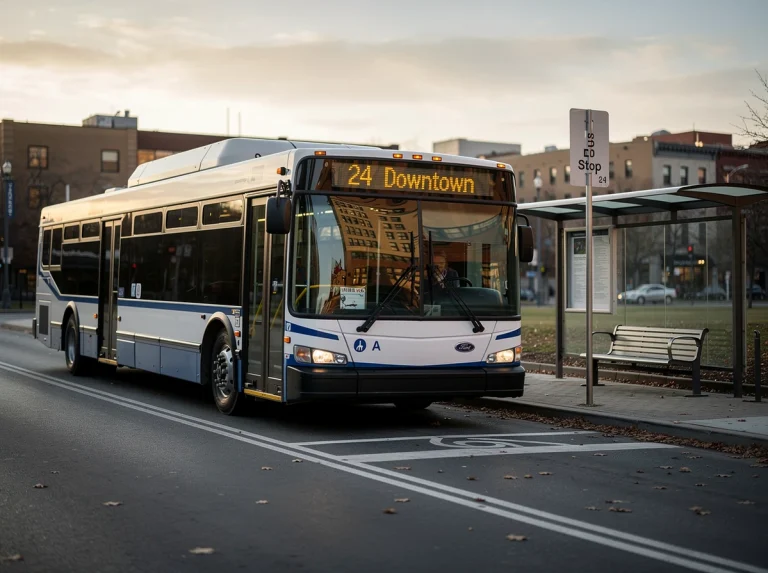 Autobús de Bizkaibus en parada con destino Downtown