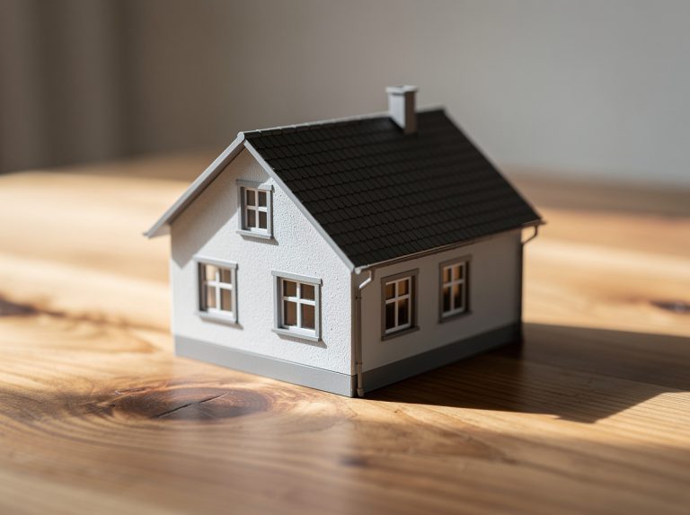 Maqueta de una casa sobre una mesa de madera