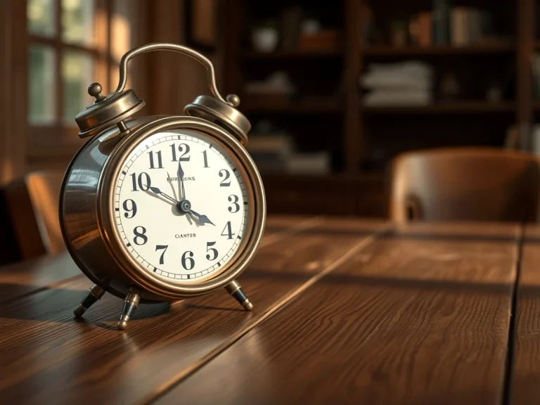 Reloj despertador antiguo sobre una mesa de madera