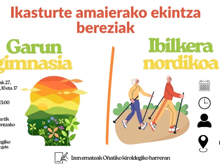 Ilustración de actividades de gimnasia y marcha nórdica