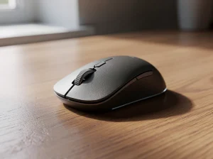 Raton inalámbrico sobre una mesa de madera clara
