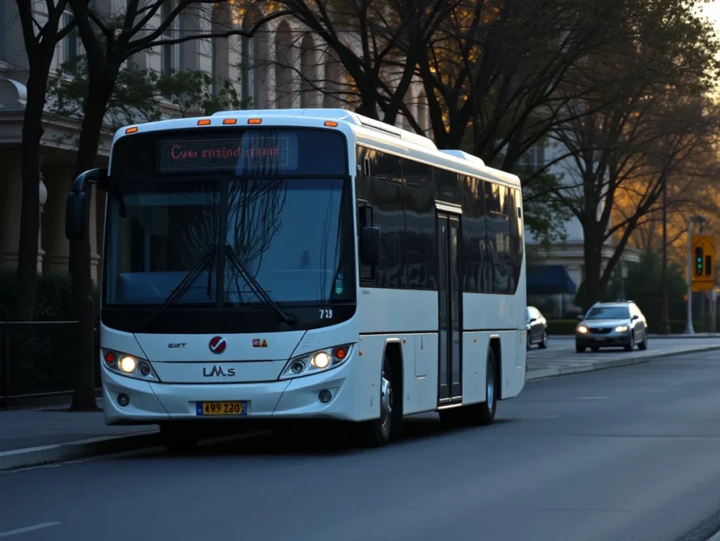 Autobús escolar blanco en una calle urbana
