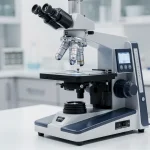 Microscopio moderno en un laboratorio científico