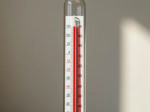 Termómetro marcando temperaturas altas, cerca de 40 ºC.
