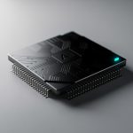 Chip de inteligencia artificial con diseño moderno y luz verde