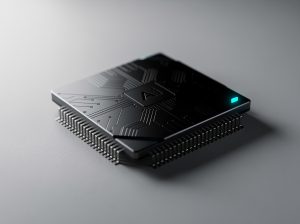 Chip de inteligencia artificial con diseño moderno y luz verde