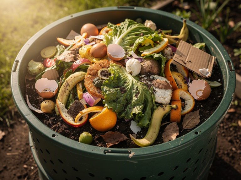 Montón de desperdicios alimentarios en un compostador