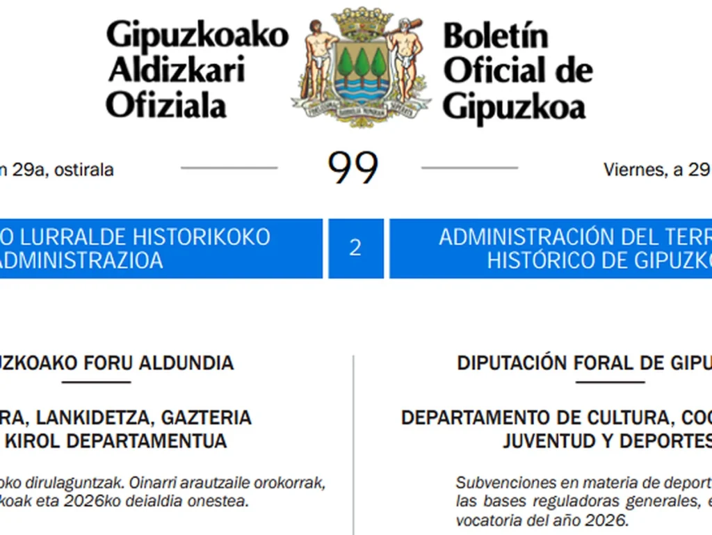 Boletín oficial de Gipuzkoa con información administrativa