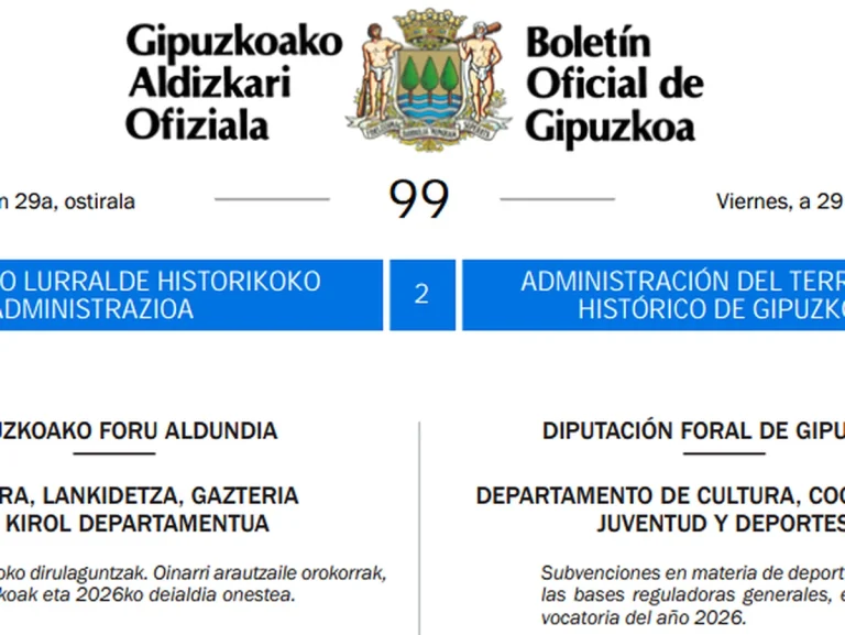 Boletín oficial de Gipuzkoa con información administrativa