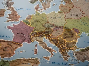 Mapa de Europa con énfasis en el frente oriental