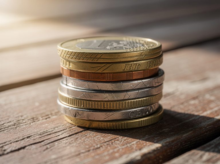 Monedas apiladas sobre una superficie de madera