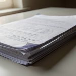 Pila de documentos impresos sobre una mesa