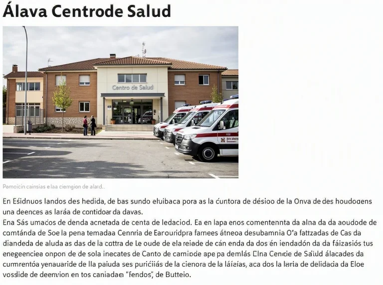 Centro de Salud en Álava con ambulancias estacionadas